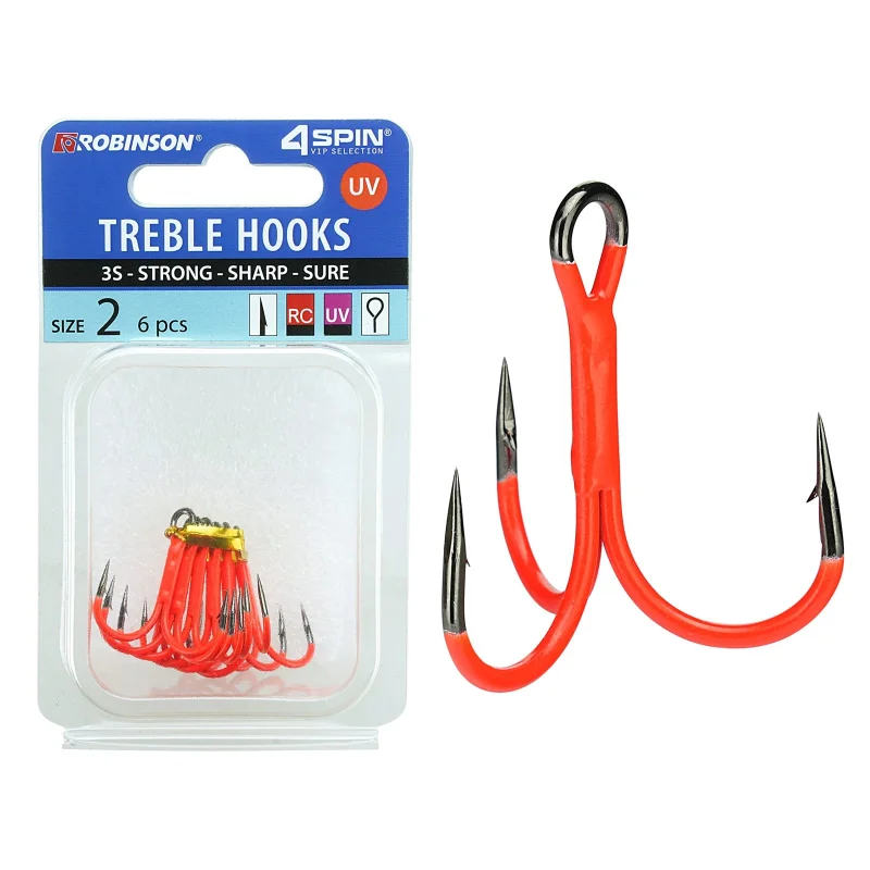 Куки тройни Куки ROBINSON TREBLE HOOK 3S / FLUO RED
