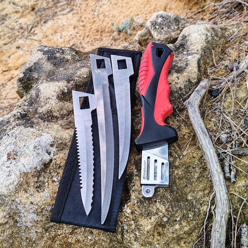 Инструменти - клещи, ножици, кохери, ножове... Нож ROBINSON - 006 / троен с кания